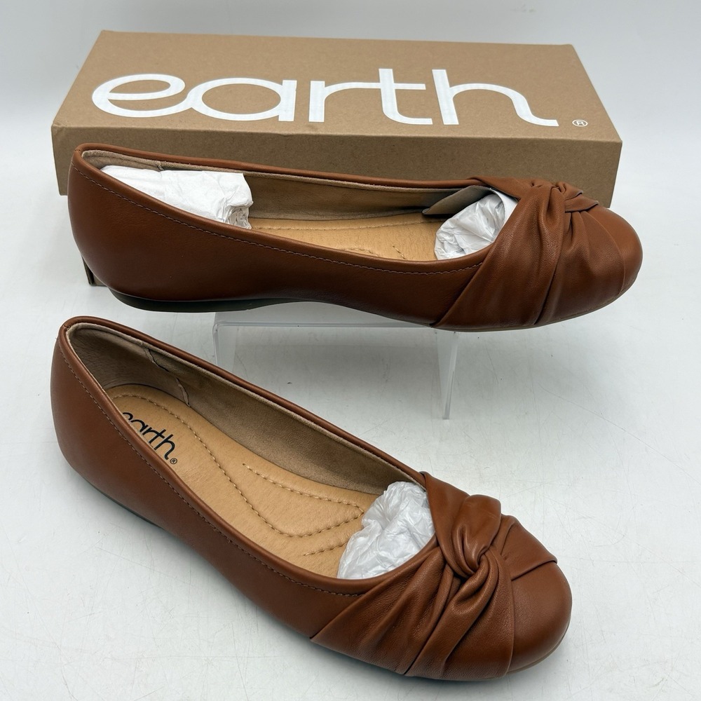 Earth Shoes Jacci Ballet Flats Women's Size 9.5M Brown Leather Slip-On
